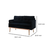 Benzara Loveseat with Velvet Upholstery and Tufted Back, Black BM261610 Black Wood, Metal and Fabric BM261610