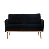 Loveseat with Velvet Upholstery and Tufted Back, Black