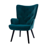 Accent Chair with Tall Button Tufted Back and Splayed Legs, Blue