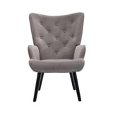 Benzara Accent Chair with Tall Button Tufted Back and Splayed Legs, Gray BM261621 Gray Solid wood, MDF, Fabric BM261621