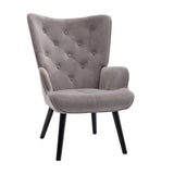 Accent Chair with Tall Button Tufted Back and Splayed Legs, Gray