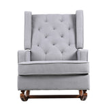 Benzara Rocking Accent Chair with Button Tufted Back, Gray BM261628 Gray Solid wood, Wood, Fabric BM261628