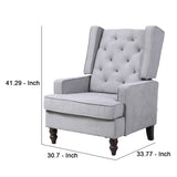 Benzara Rocking Accent Chair with Button Tufted Back, Gray BM261628 Gray Solid wood, Wood, Fabric BM261628