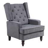 Rocking Chair with Button Tufted Wingback and Track Arms, Gray