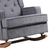 Benzara Rocking Chair with Button Tufted Wingback and Track Arms, Gray BM261629 Gray Wood and Fabric BM261629