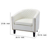 Benzara Accent Chair with Faux Leather and Curved Design, White BM261639 White Wood and Faux Leather BM261639