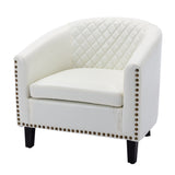 Benzara Accent Chair with Faux Leather and Curved Design, White BM261639 White Wood and Faux Leather BM261639