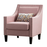 Accent Chair with Fabric Upholstery and Sloped Arms, Pink