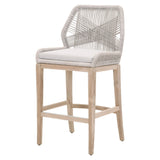 Benzara Outdoor Barstool with Woven Rope Back, Gray BM261658 Gray Solid wood, Aluminum, Rope, Fabric BM261658