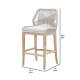 Benzara Outdoor Barstool with Woven Rope Back, Gray BM261658 Gray Solid wood, Aluminum, Rope, Fabric BM261658