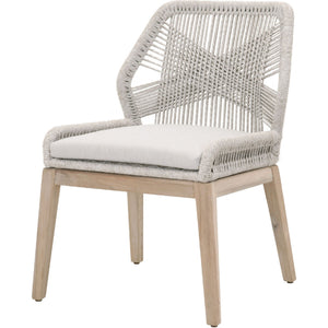 Benzara Outdoor Dining Chair with Woven Rope Back, Set of 2, Gray BM261664 Gray Solid wood, Aluminum, Rope, Fabric BM261664