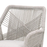 Benzara Armchair with Woven Rope Back, Set of 2, Light Gray BM261667 Gray Solid wood, Aluminum, Rope, Fabric BM261667
