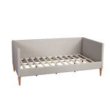 Benzara Daybed with Wooden Frame and Fabric Upholstery, Gray BM261846 Gray Solid Wood and Fabric BM261846