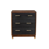 Benzara Chest with 3 Drawers and Round Legs, Brown and Black BM261850 Brown and Black Solid Wood BM261850