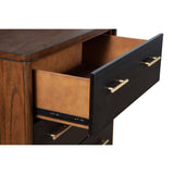 Benzara Chest with 3 Drawers and Round Legs, Brown and Black BM261850 Brown and Black Solid Wood BM261850