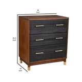 Benzara Chest with 3 Drawers and Round Legs, Brown and Black BM261850 Brown and Black Solid Wood BM261850