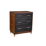 Chest with 3 Drawers and Round Legs, Brown and Black