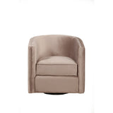 Benzara Swivel Chair with Fabric Seat and Curved Back, Light Gray BM261856 Gray Solid Wood, Metal and Fabric BM261856