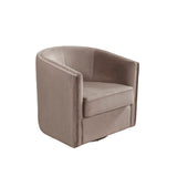 Swivel Chair with Fabric Seat and Curved Back, Light Gray