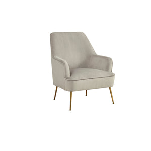 Benzara Accent Chair with T Cushioned Seat and Metal Legs, Gray BM261857 Gray Solid Wood, Metal, and Fabric BM261857