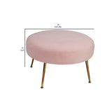 Benzara Footstool with Round Padded Top and Metal Legs, Pink BM261860 Pink Solid Wood, Metal, and Fabric BM261860