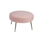 Footstool with Round Padded Top and Metal Legs, Pink