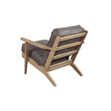 Benzara Lounge Chair with Leatherette Seat and Wooden Frame, Gray BM261861 Gray Solid Wood and Faux Leather BM261861