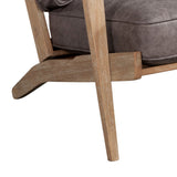 Benzara Lounge Chair with Leatherette Seat and Wooden Frame, Gray BM261861 Gray Solid Wood and Faux Leather BM261861