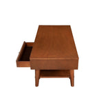 Benzara Coffee Table with 1 Drawer and Open Shelf, Brown BM261862 Brown Solid Wood and Veneer BM261862