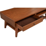 Benzara Coffee Table with 1 Drawer and Open Shelf, Brown BM261862 Brown Solid Wood and Veneer BM261862