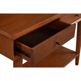 Benzara Console Table with 2 Drawers and Angled Legs, Brown BM261864 Brown Solid Wood and Veneer BM261864