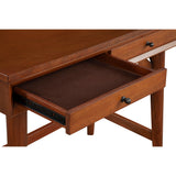 Benzara Writing Desk with 2 Drawers and Angled Legs, Brown BM261866 Brown Solid Wood and Veneer BM261866