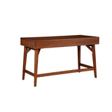 Benzara Writing Desk with 3 Drawers and Angled Legs, Brown BM261867 Brown Solid Wood and Veneer BM261867
