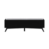 Benzara Bench with Fabric Padded Seat and 2 Drawers, Black BM261878 Black Solid Wood and Fabric BM261878