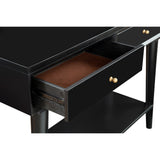 Benzara Console Table with 2 Drawers and Angled Legs, Black BM261881 Black Solid Wood and Veneer BM261881