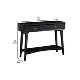 Benzara Console Table with 2 Drawers and Angled Legs, Black BM261881 Black Solid Wood and Veneer BM261881