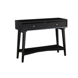 Console Table with 2 Drawers and Angled Legs, Black