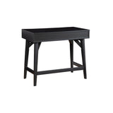 Benzara Writing Desk with 2 Drawers and Angled Legs, Black BM261883 Black Solid Wood and Veneer BM261883