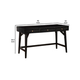 Benzara Writing Desk with 3 Drawers and Angled Legs, Black BM261884 Black Solid Wood and Veneer BM261884