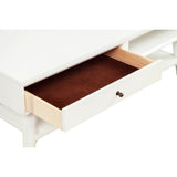 Benzara Coffee Table with 1 Drawer and Open Shelf, White BM261885 White Solid Wood and Veneer BM261885