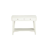 Benzara Console Table with 2 Drawers and Angled Legs, White BM261887 White Solid Wood and Veneer BM261887