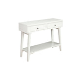 Benzara Console Table with 2 Drawers and Angled Legs, White BM261887 White Solid Wood and Veneer BM261887