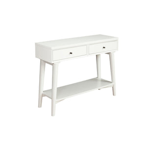 Benzara Console Table with 2 Drawers and Angled Legs, White BM261887 White Solid Wood and Veneer BM261887