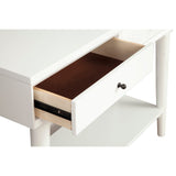 Benzara Console Table with 2 Drawers and Angled Legs, White BM261887 White Solid Wood and Veneer BM261887