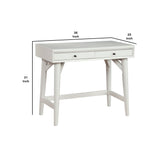 Benzara Writing Desk with 2 Drawers and Angled Legs, White BM261889 White Solid Wood and Veneer BM261889