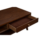 Benzara Coffee Table with 1 Drawer and Open Shelf, Walnut Brown BM261891 Brown Solid Wood and Veneer BM261891