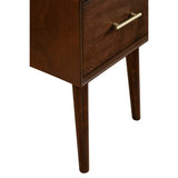 Benzara End Table with 1 Drawer and Angled Legs, Walnut Brown BM261892 Brown Solid Wood and Veneer BM261892