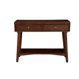 Benzara Console Table with 2 Drawers and Angled Legs, Walnut Brown BM261893 Brown Solid Wood and Veneer BM261893