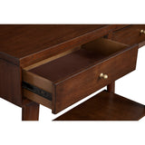 Benzara Console Table with 2 Drawers and Angled Legs, Walnut Brown BM261893 Brown Solid Wood and Veneer BM261893