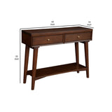 Benzara Console Table with 2 Drawers and Angled Legs, Walnut Brown BM261893 Brown Solid Wood and Veneer BM261893